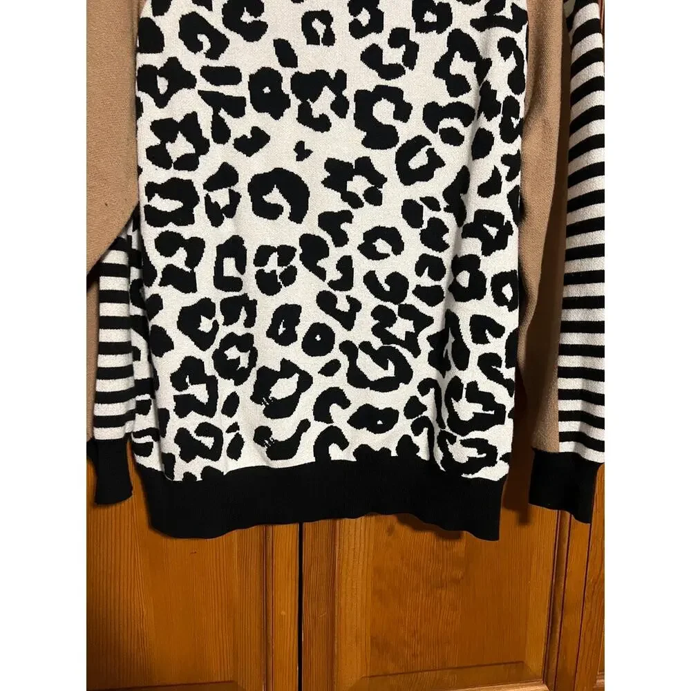 Chico’s Zenergy Women's Leopard Colorblock Knit Sweater Mixed Media Size 3 (XL) - Picture 4 of 9